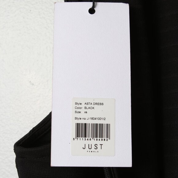 JUST Female Asta Ribbed Pencil Dress Halter Stretch High Neck Knee Length Black - Picture 9 of 12